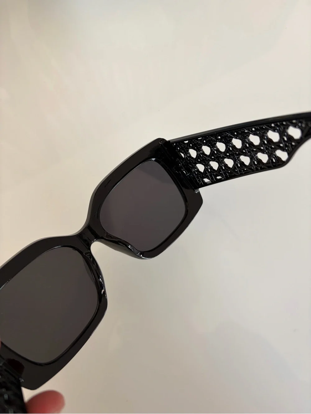 DIOR STYLE Black Oversized Square Sunglasses RETRO pattern